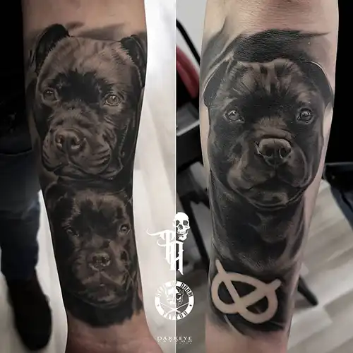 tatuaje realismo de perro
