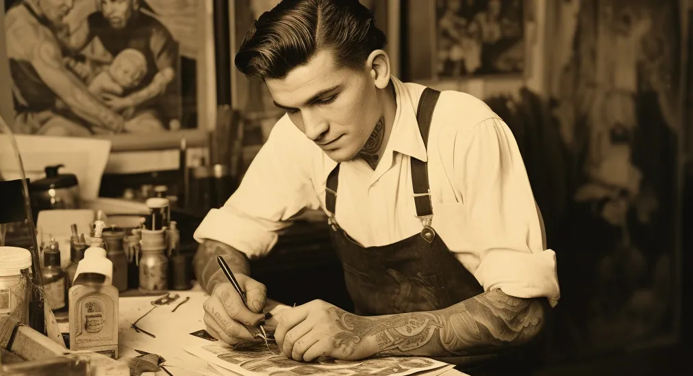 Tatuador tradicional americano