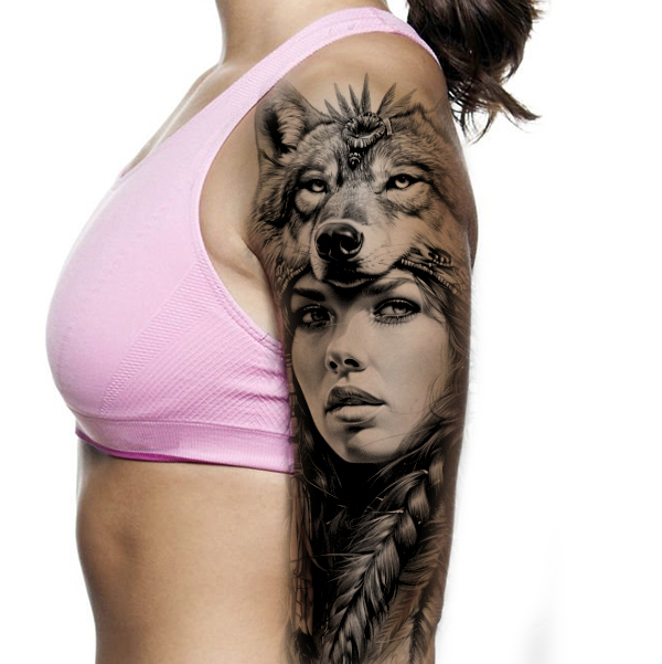 Ideas tatuajes guerrera con lobo